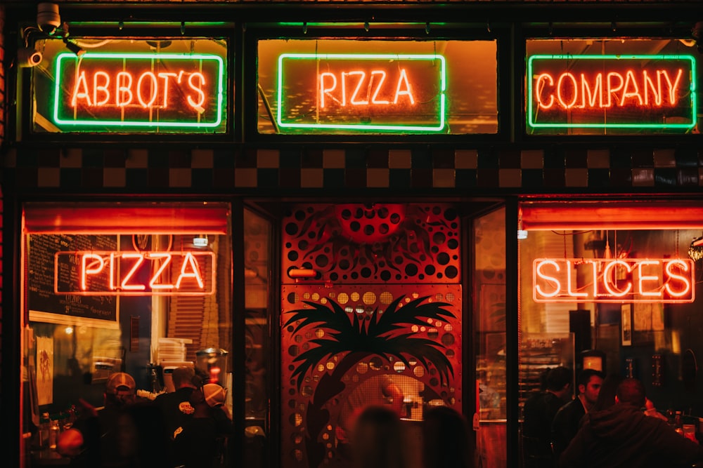 red and green neon signs