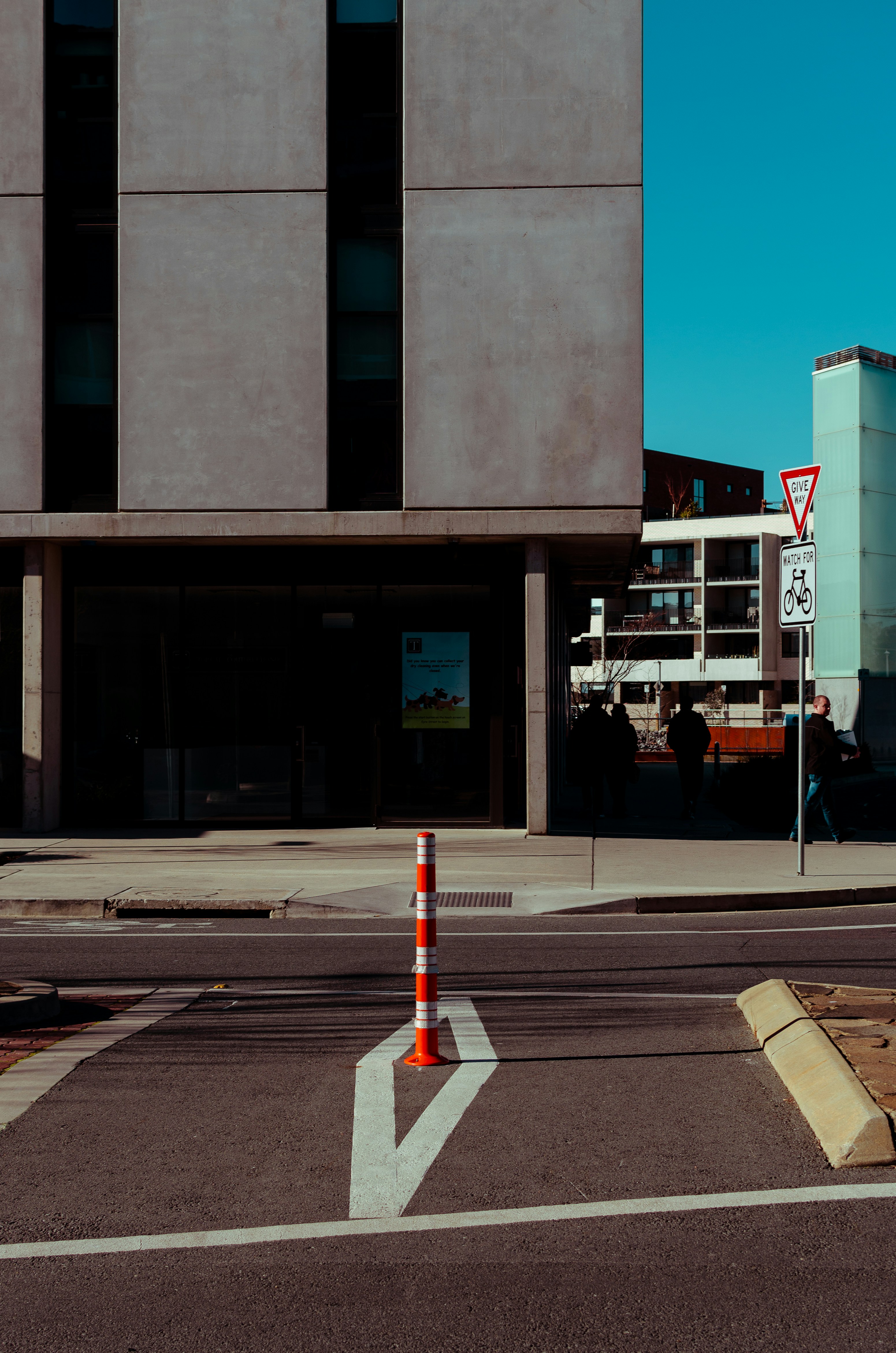 red and white road signage