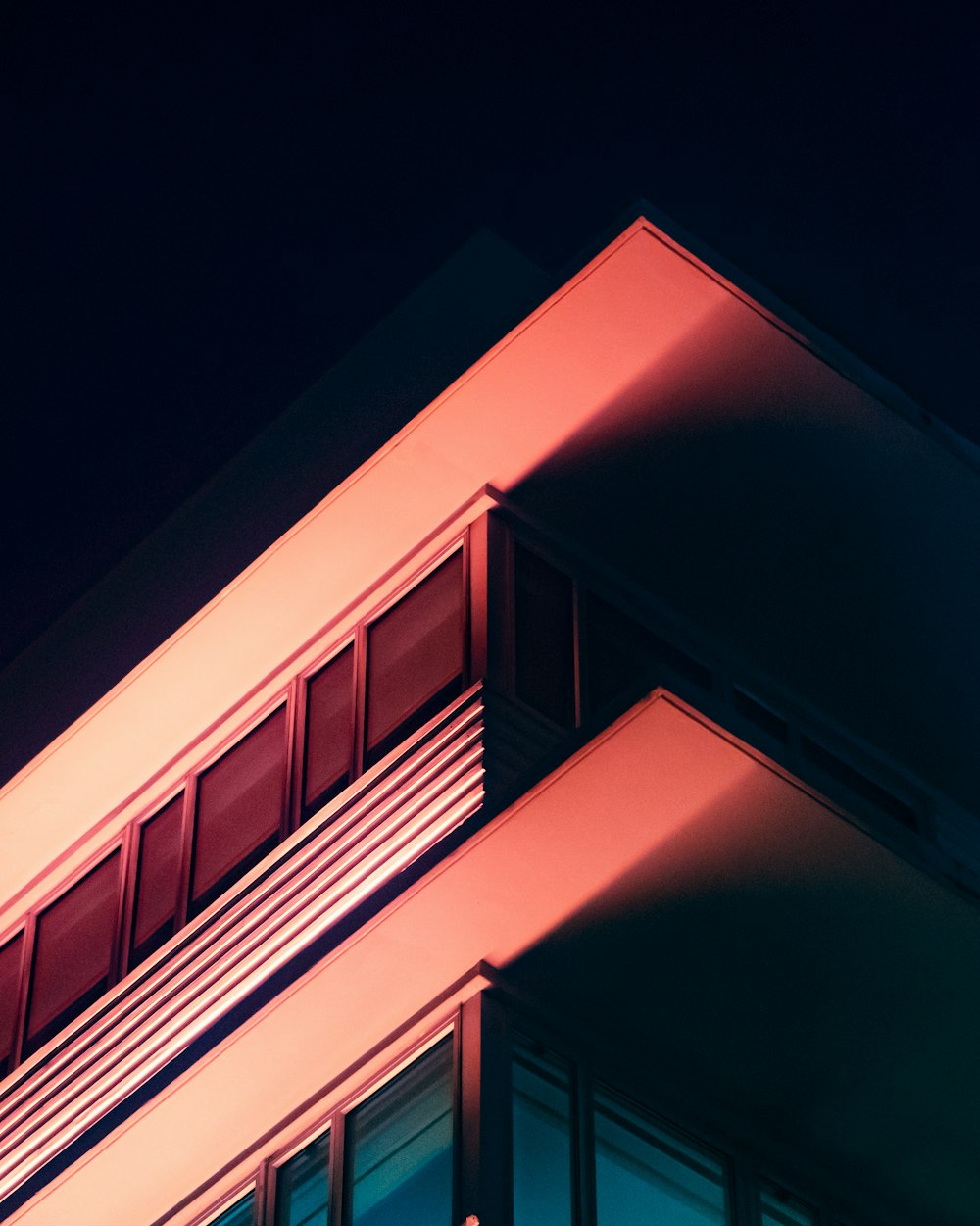 a close up of a building at night