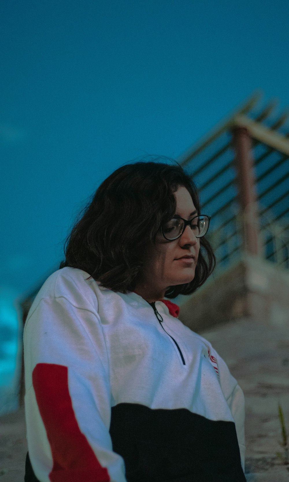 women's white, black, and red jacket