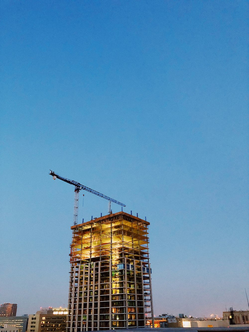 gray crane on building