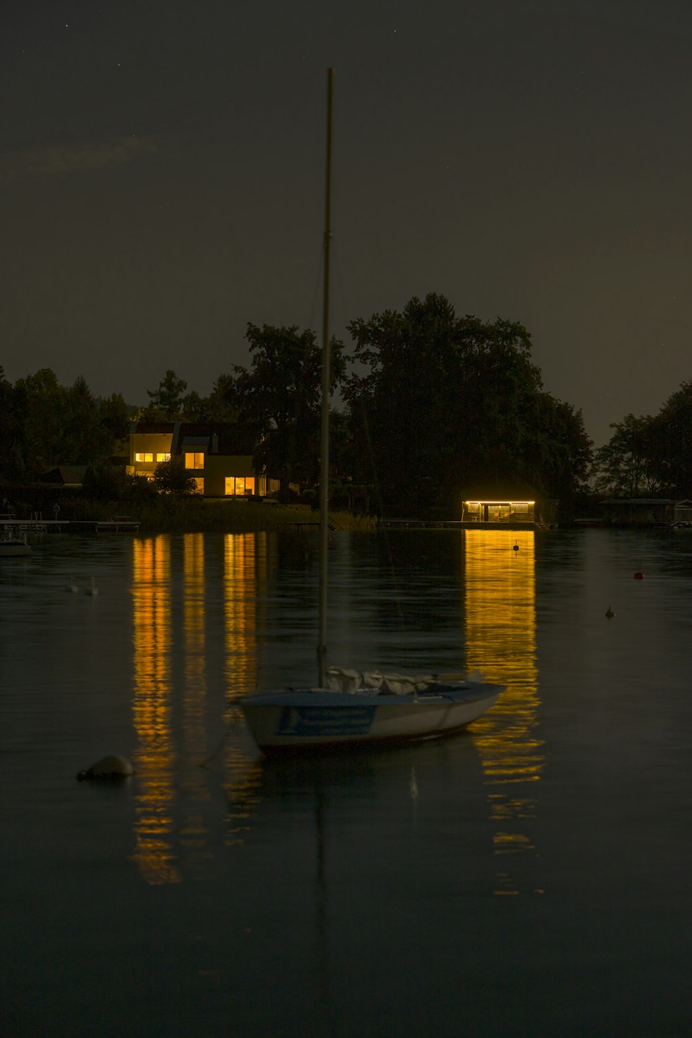 white and blue boat