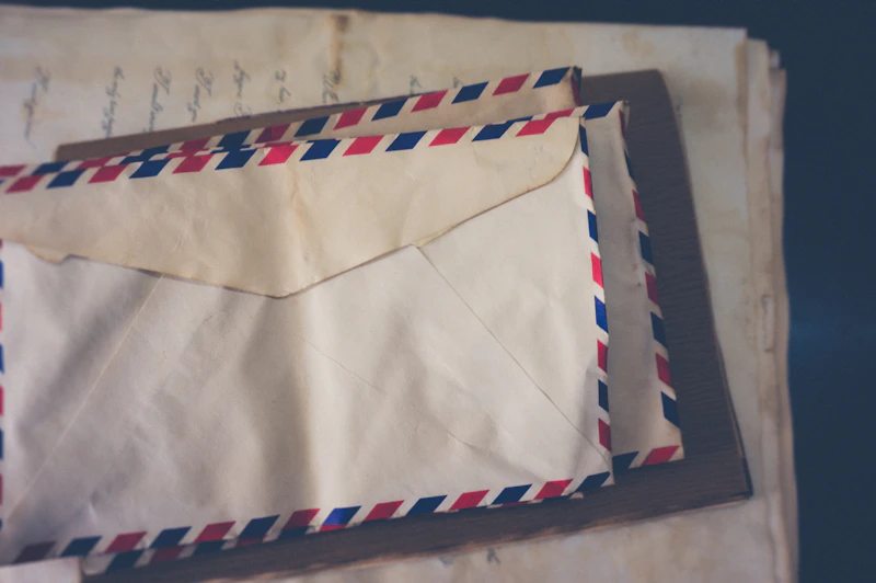 Airmail envelope with stamps