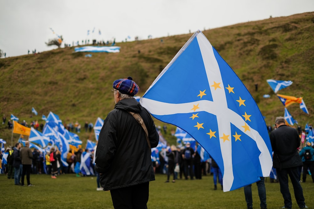 man holding flag