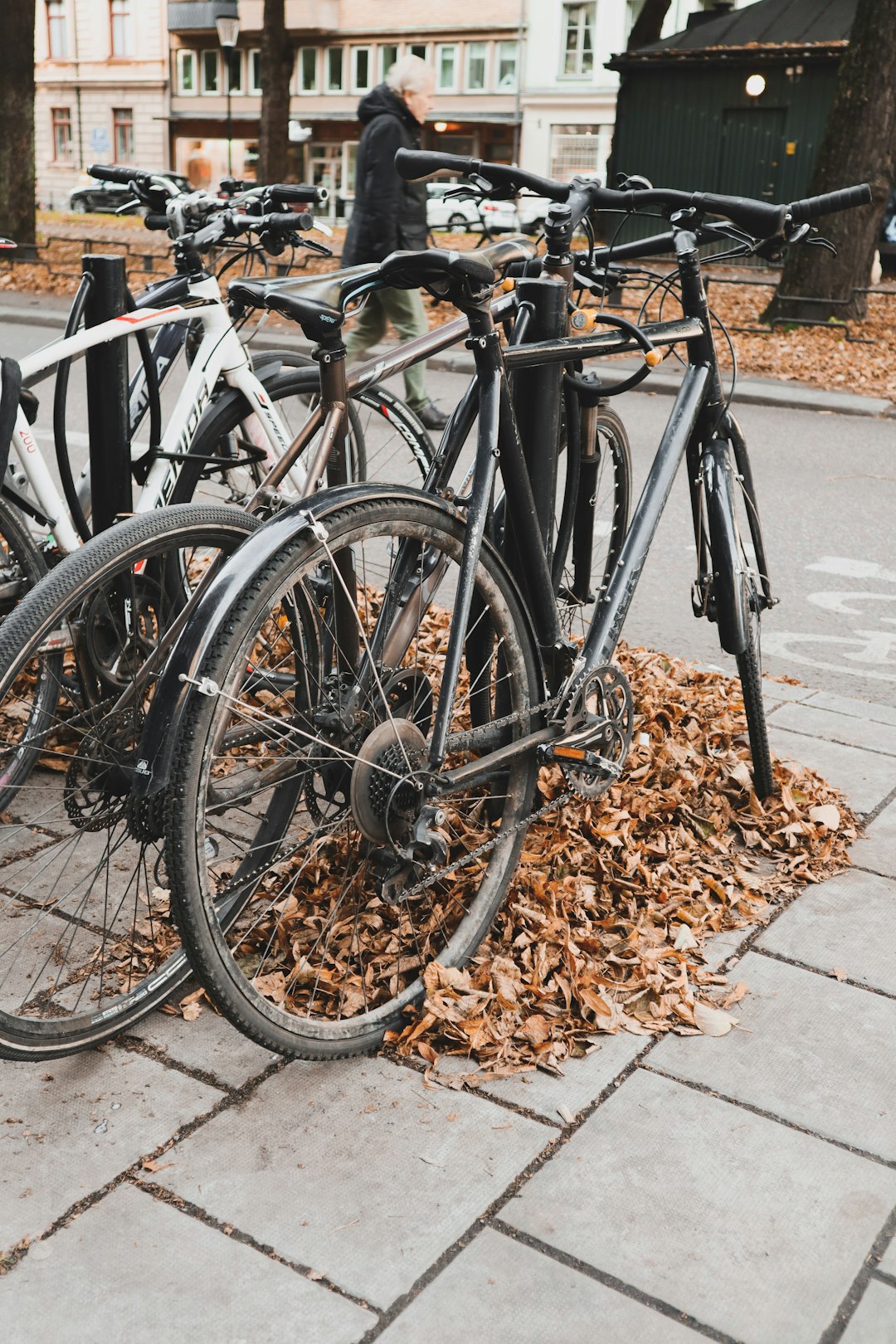 two gray bicycles