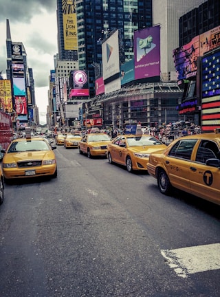 Taxi stand bustling with activity near Yenişehir district.