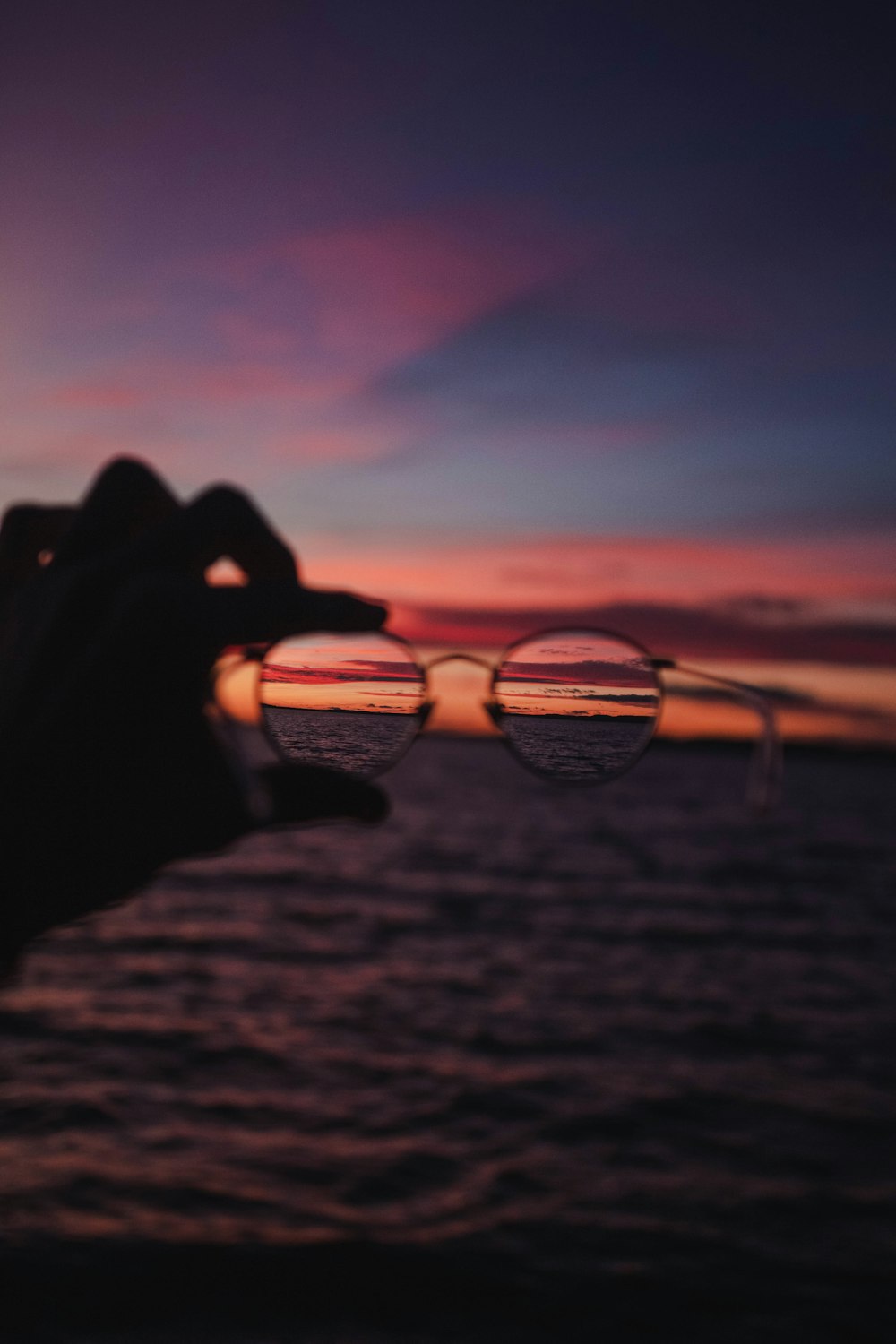 eyeglasses during golden hour