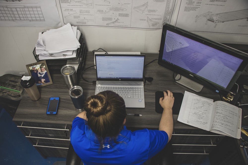 woman using laptop computer