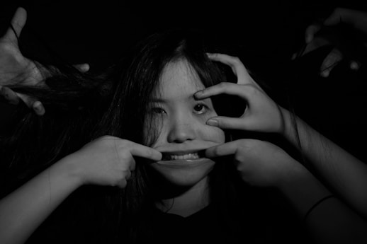 grayscale photography of woman