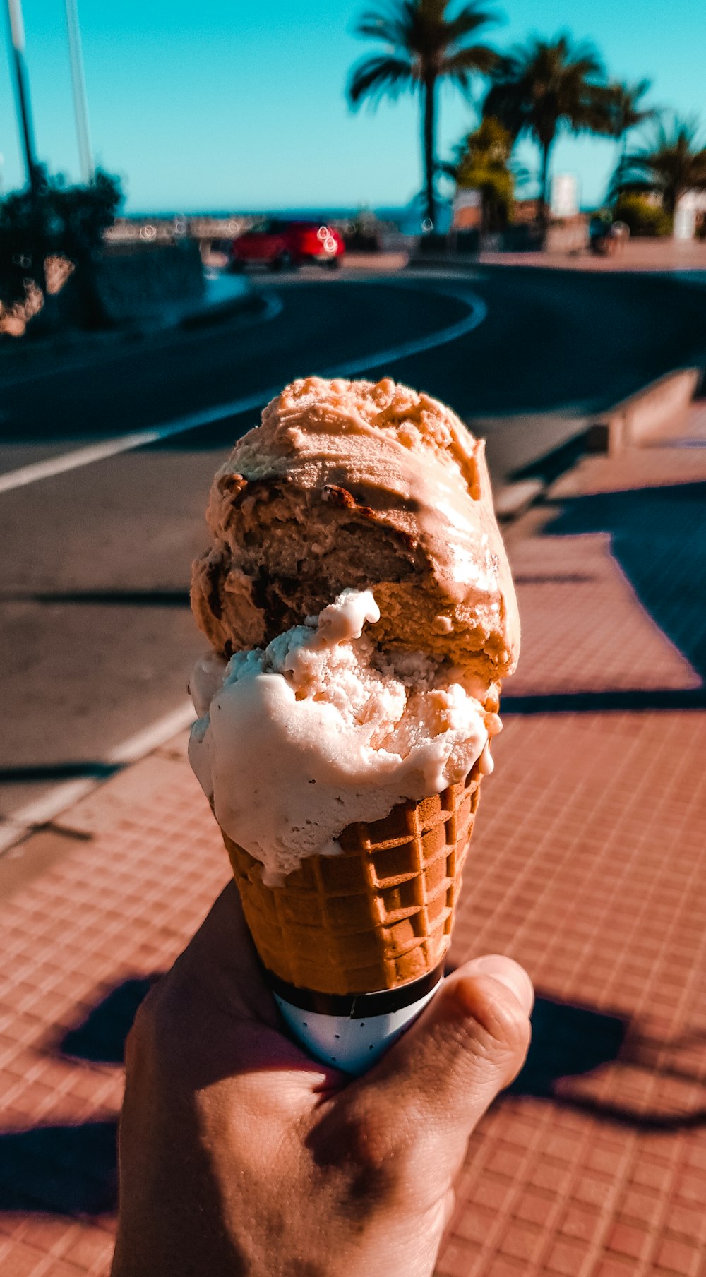 person holding ice cream