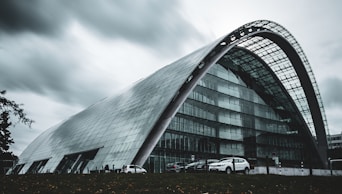 grayscale photography of building