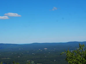 Wide view of a finca with rolling hills and vibrant greenery under a clear blue sky