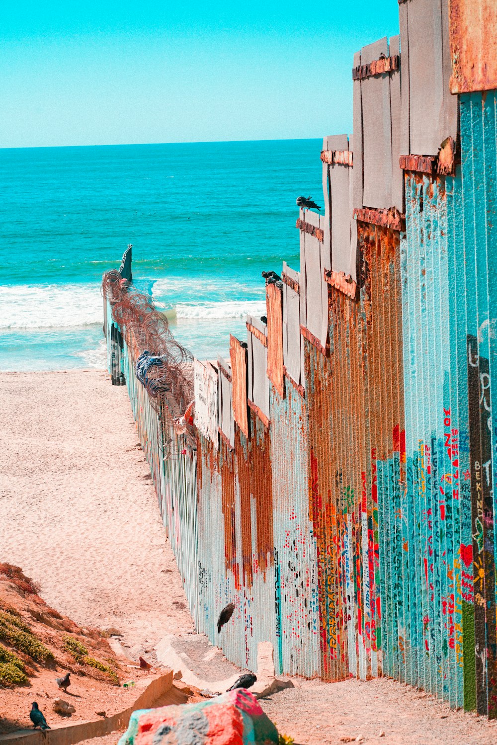 architectural photography of multicolored wall