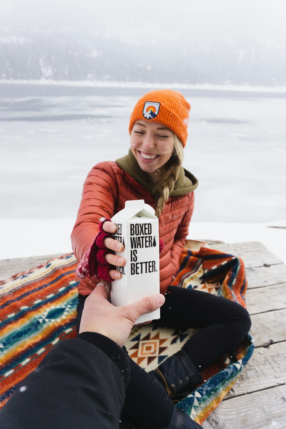 woman wearing brown knit cap