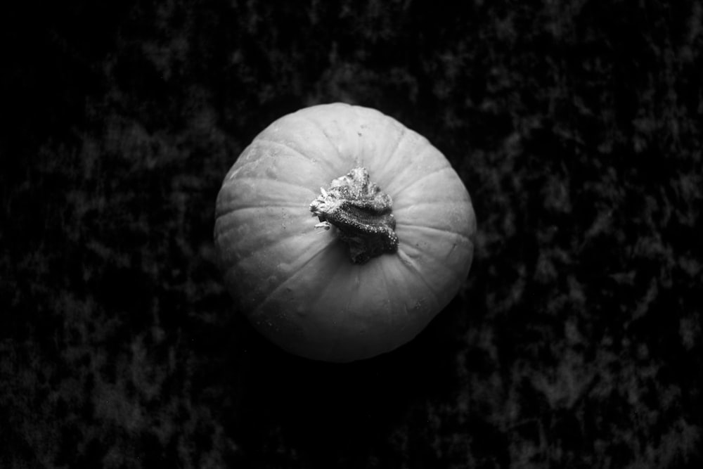 grayscale photo of pumpkin