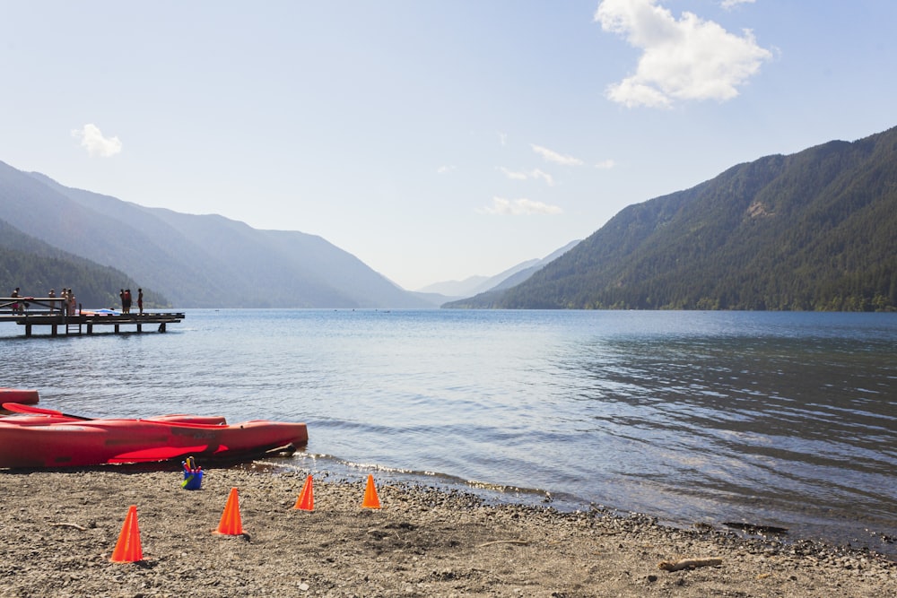 red boat on sand