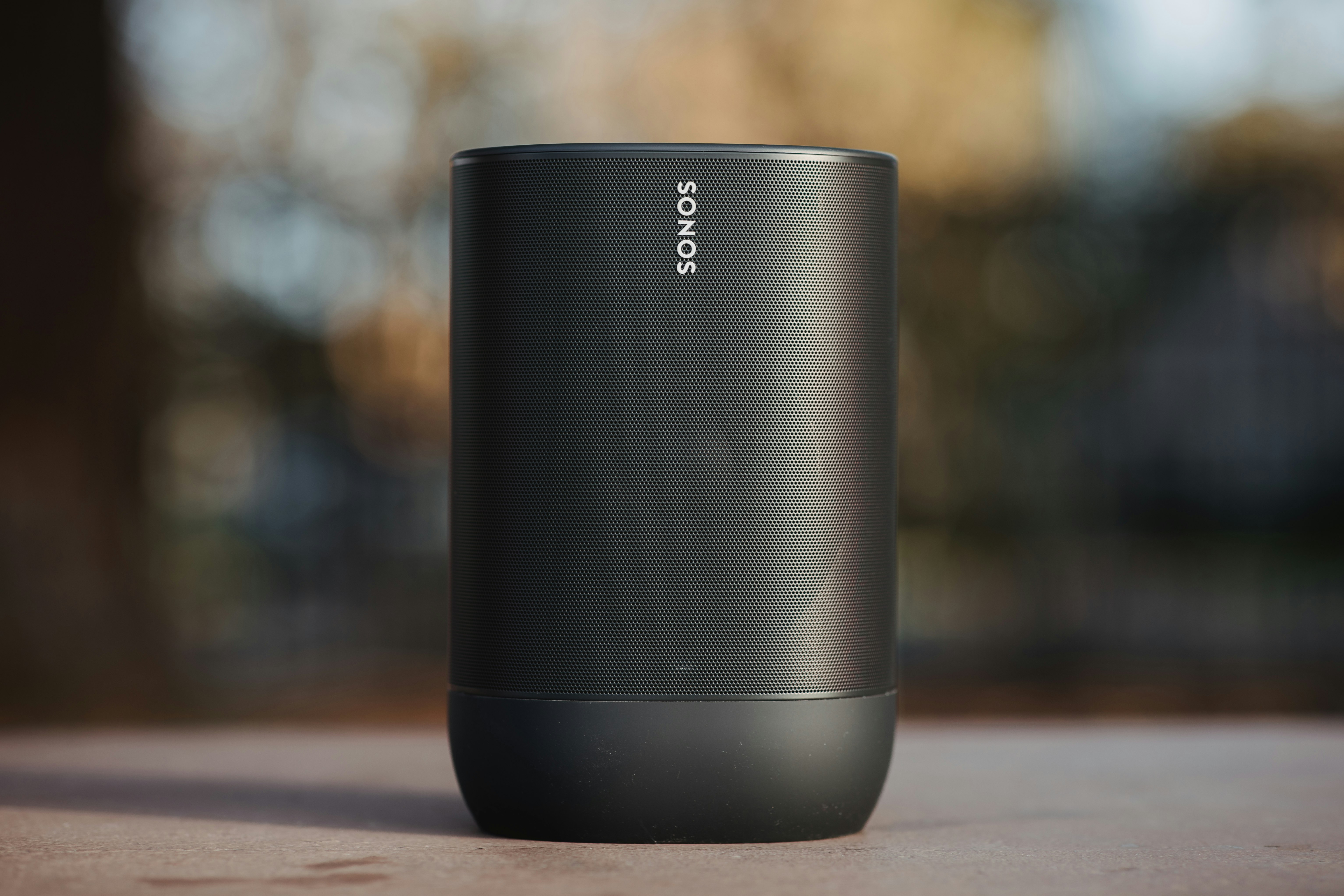 black Sonos portable Bluetooth speaker