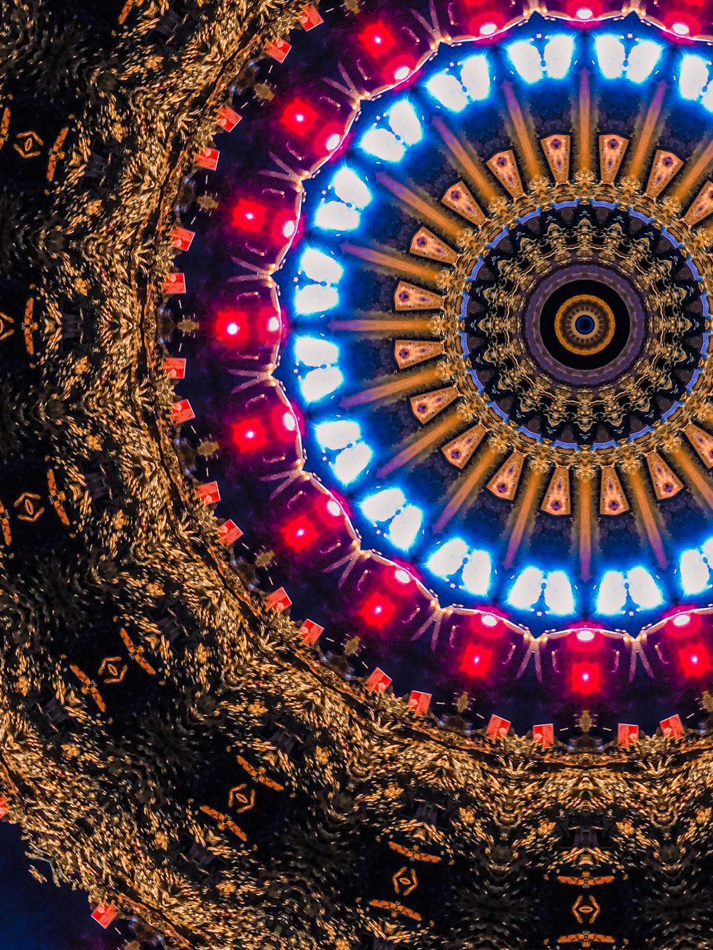 red and blue lighted decor