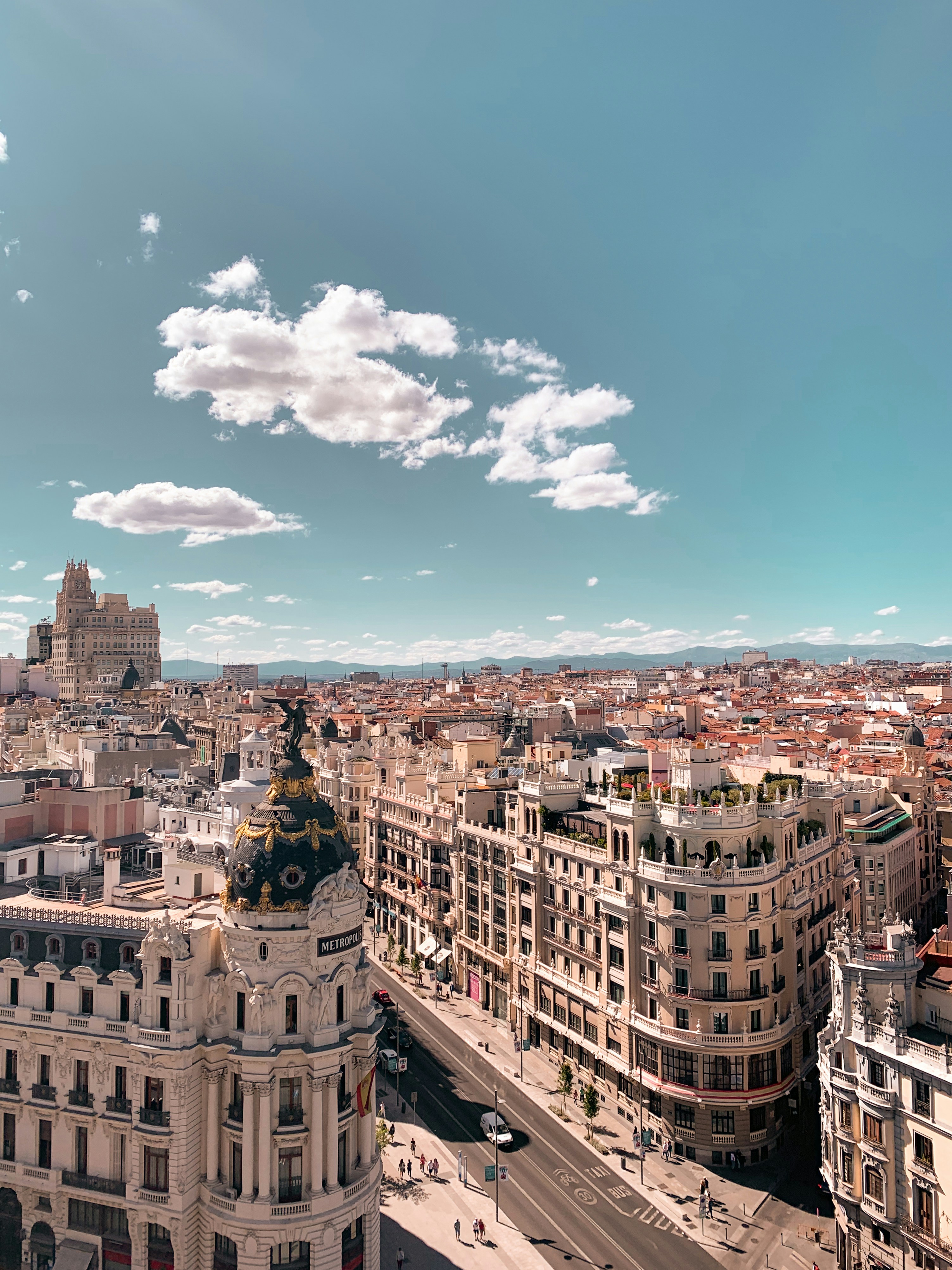 Gran Via from above, Madrid, Spain.