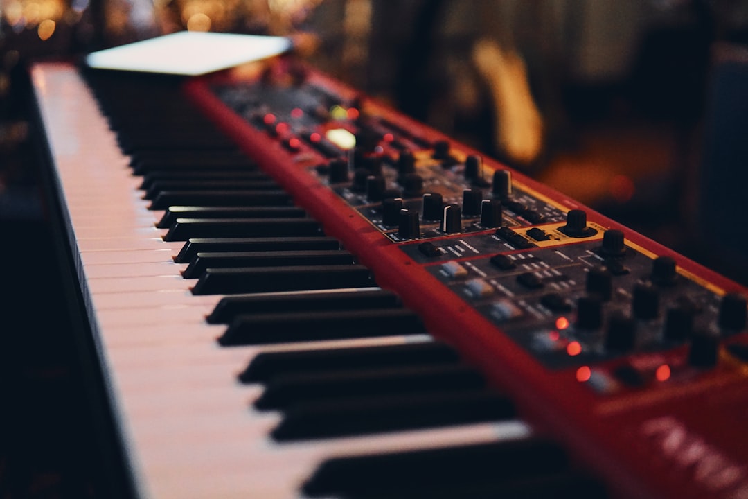 red and white electronic keyboard