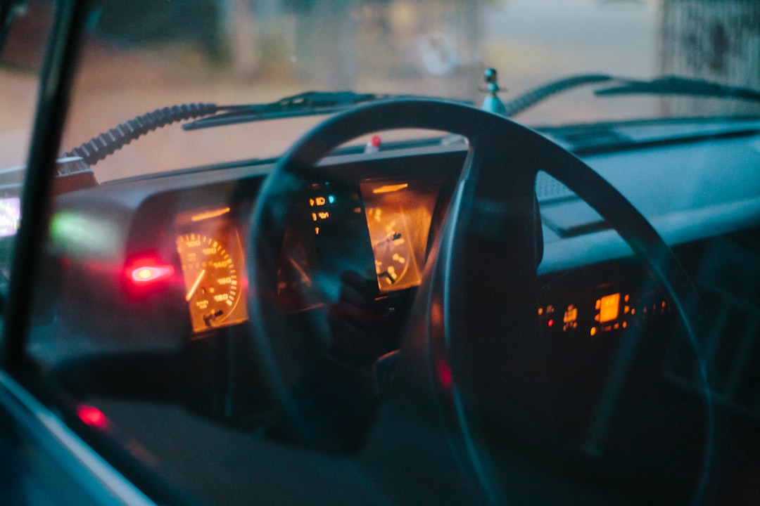 black car steering wheel