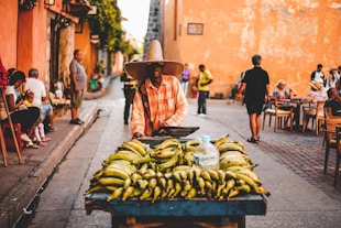 yellow banana fruits in cart