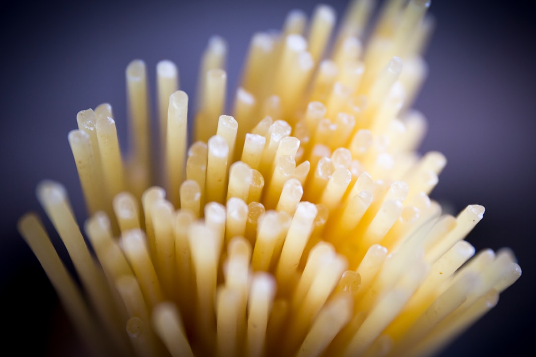 close view of uncooked pasta noodles