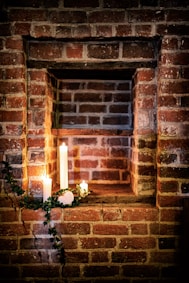 lighted white candle