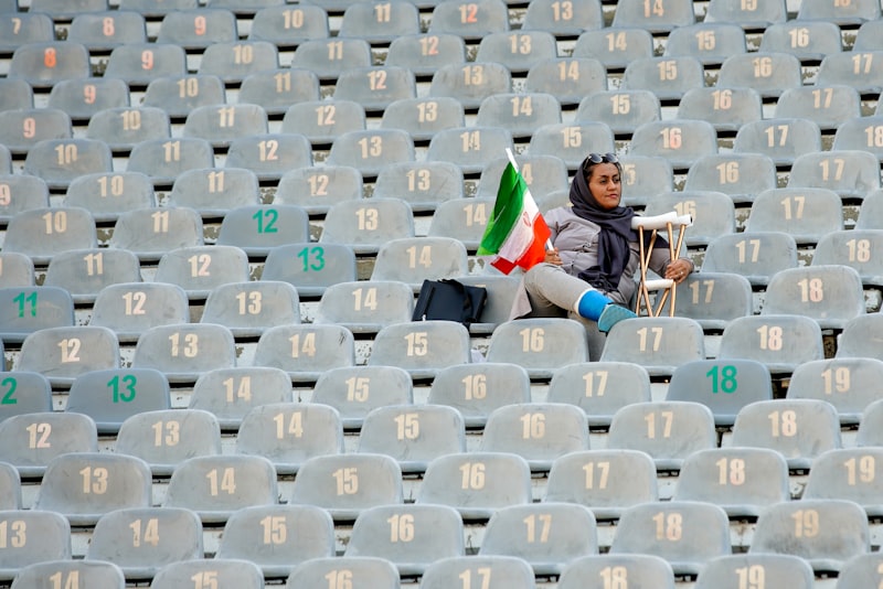 women's soccer, Iranian football players, stadium, soccer field