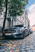 parked gray Mercedes car