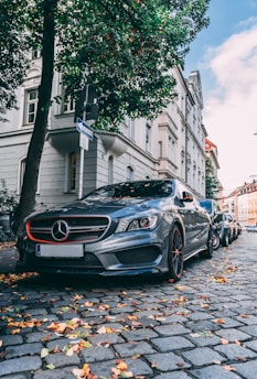 parked gray Mercedes car