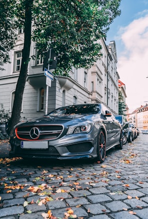 parked gray Mercedes car