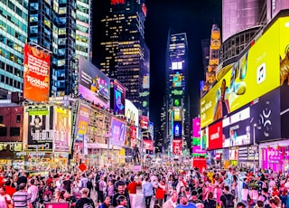 people in street at nighttime