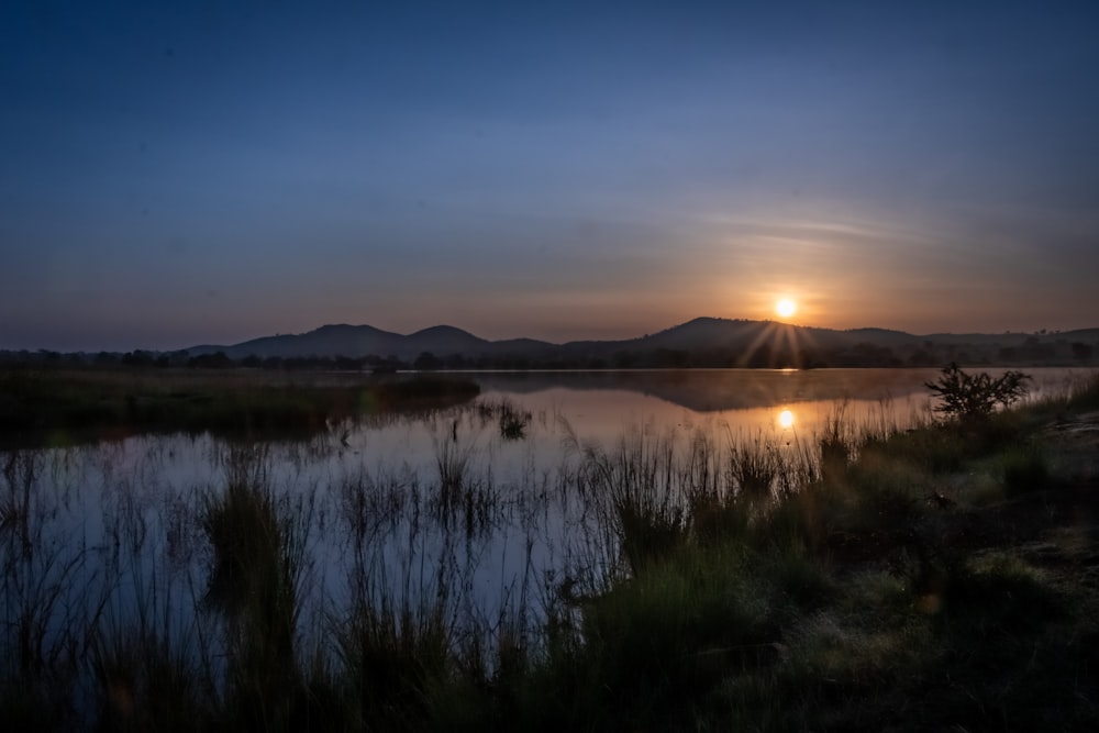 body of water during blue hour