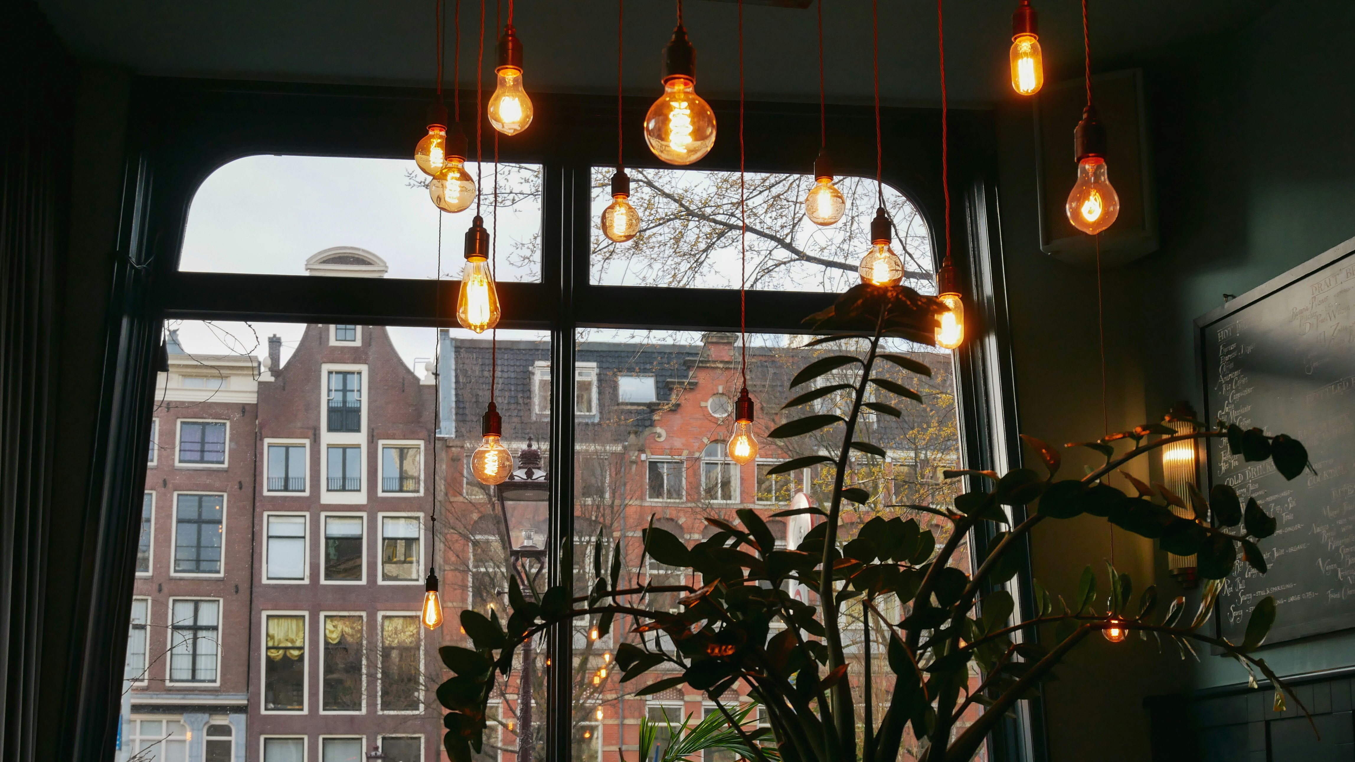 Cosy coffee bar with lights