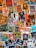 A collage of various vintage and modern music posters covering a wall. The posters feature bands and artists like Public Enemy, Guns N' Roses, The White Stripes, and others. The arrangement is vibrant, showcasing a variety of styles, colors, and typography.
