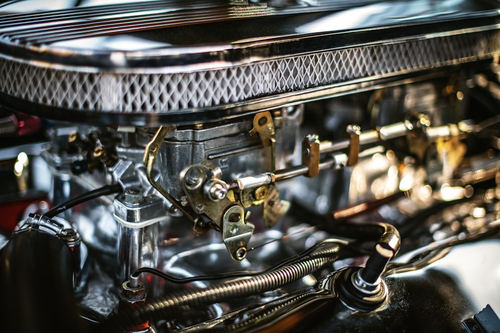 selective focus photography of gray engine