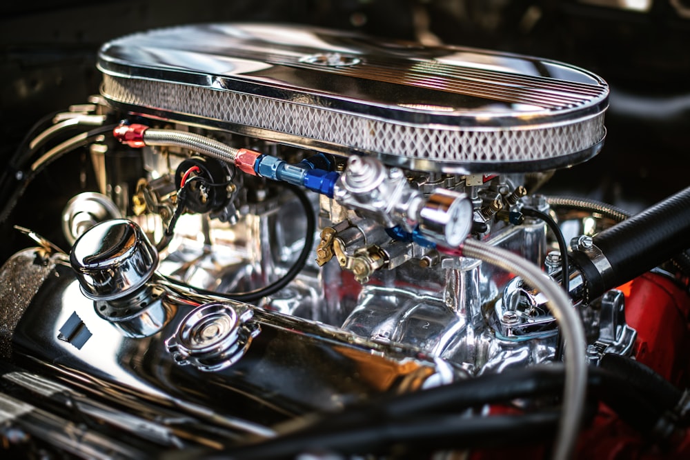 close-up photography of vehicle engine