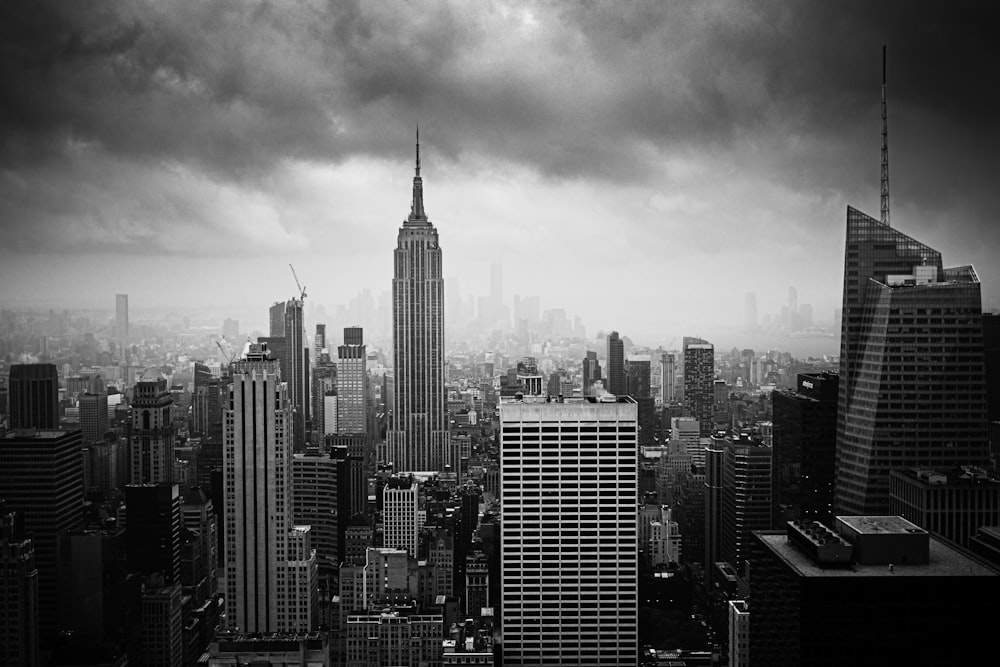 a black and white photo of a cityscape