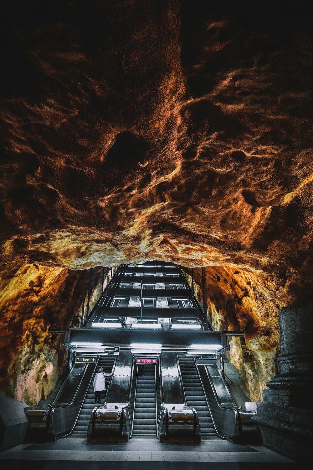 empty black escalator