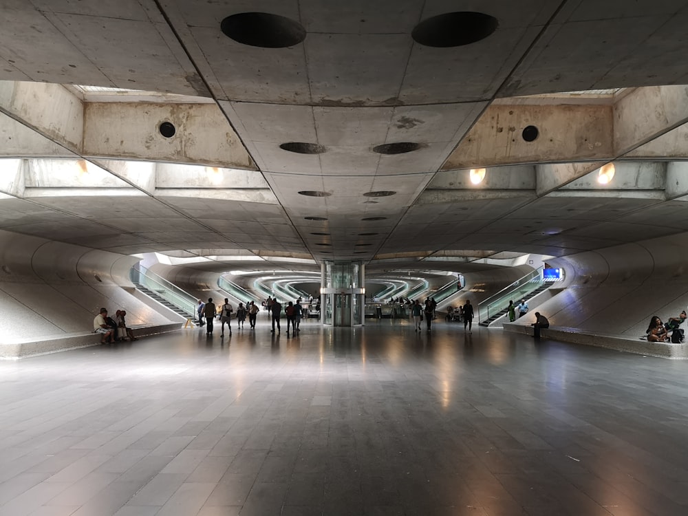 people walking inside building