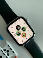 A modern smartwatch from gedrex.lt displayed on a wrist during a morning jog.