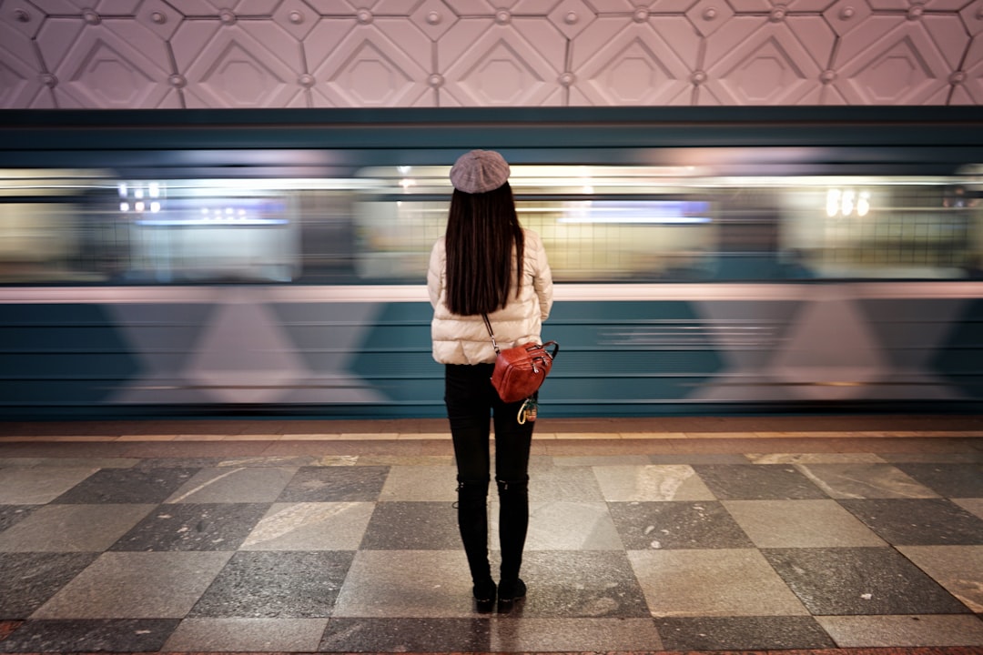 woman in front of train