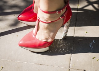 woman standing on tiled floor