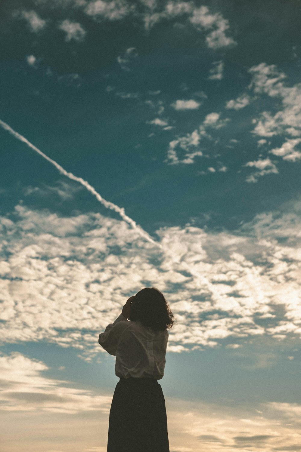 woman looking up