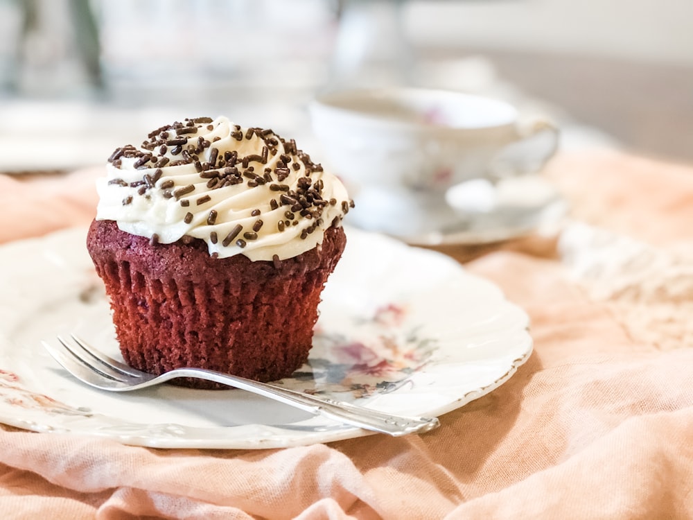 chocolate cupcake with toppings