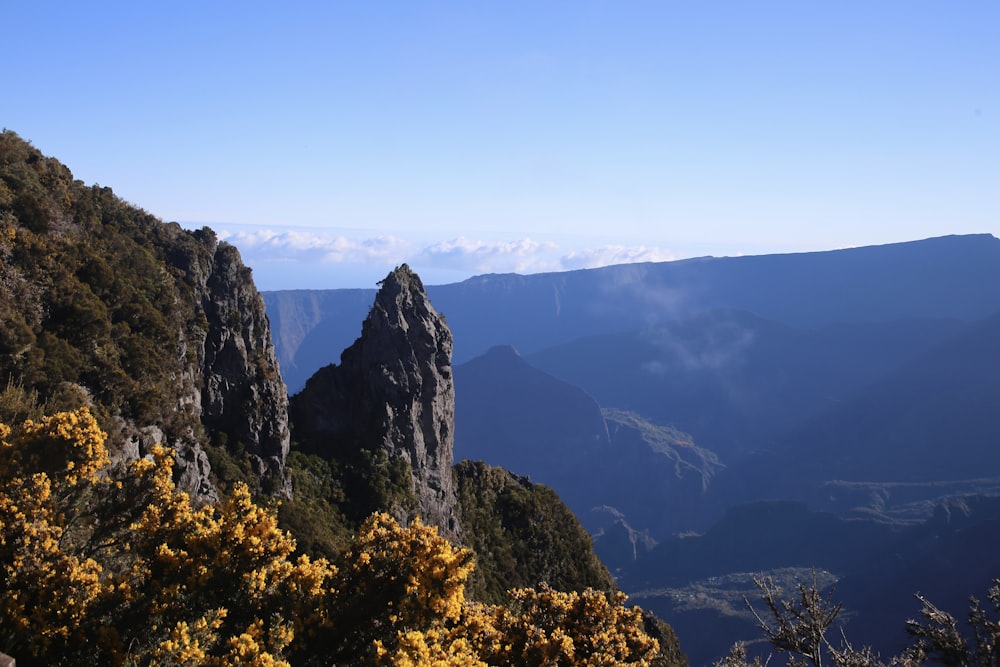 a view of the mountains from the top of a mountain