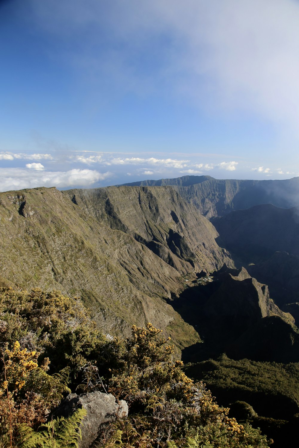 landscape of green mountain slopes