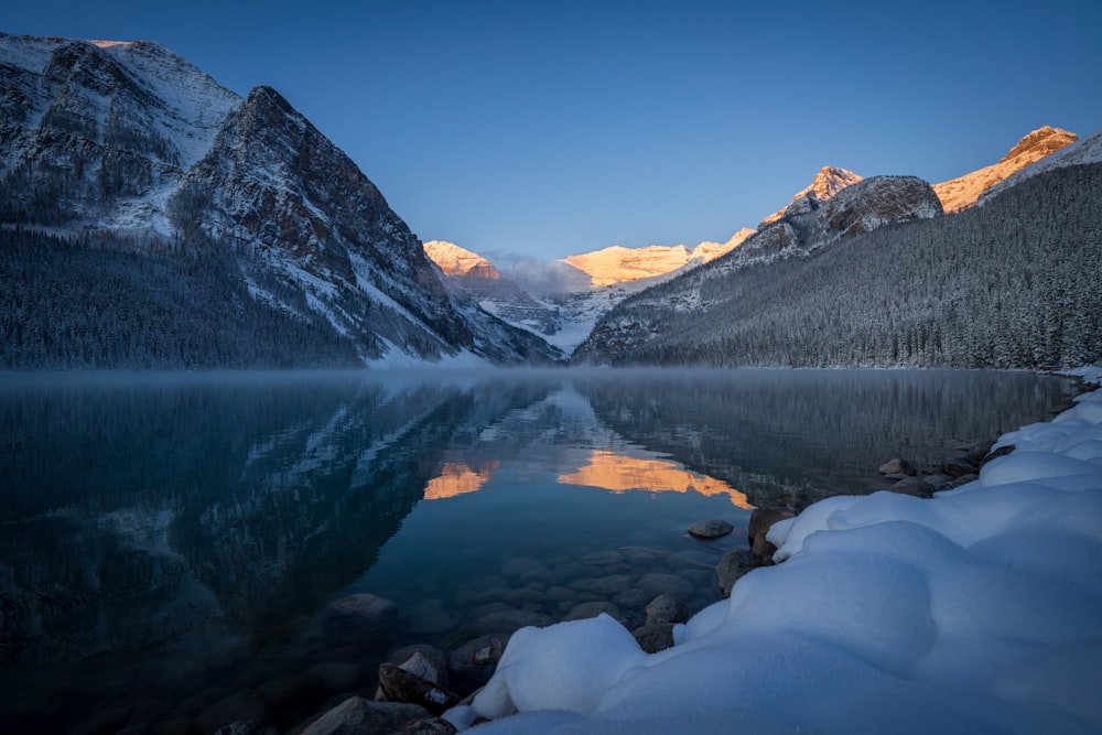 snowy lake landscape