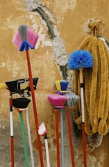 assorted-color floor brush lot